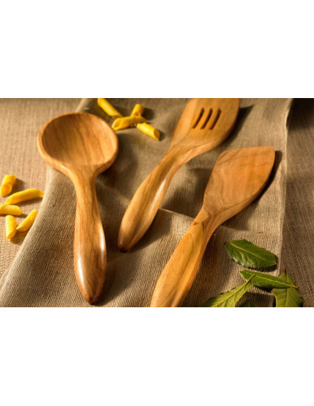 Cucchiaio artigianale Bérard Terra in legno d'ulivo 30 cm