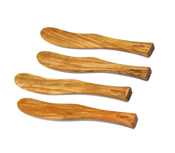 Conjunto de 4 espátulas curvas Bérard em madeira de oliveira 17,5 cm