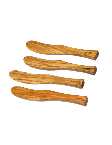Set of 4 Bérard curved olive wood spreaders 17.5cm