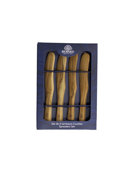 Set of 4 Bérard curved olive wood spreaders 17.5cm