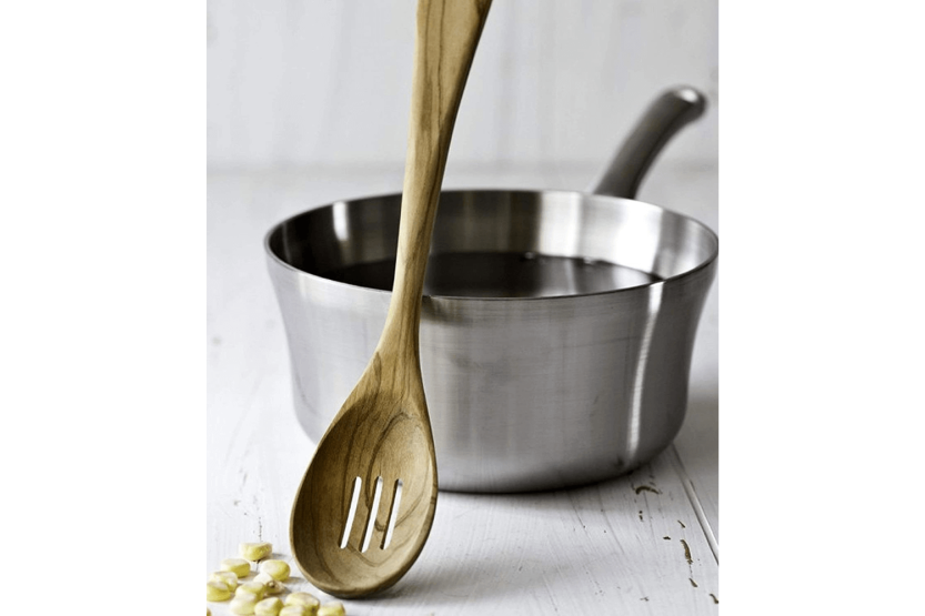 Bérard handmade olive wood openwork fish spoon 30cm