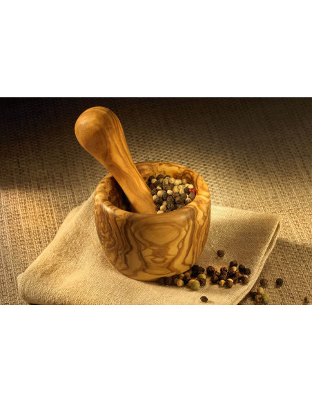 Bérard handmade olive wood mortar and pestle diameter 7cm