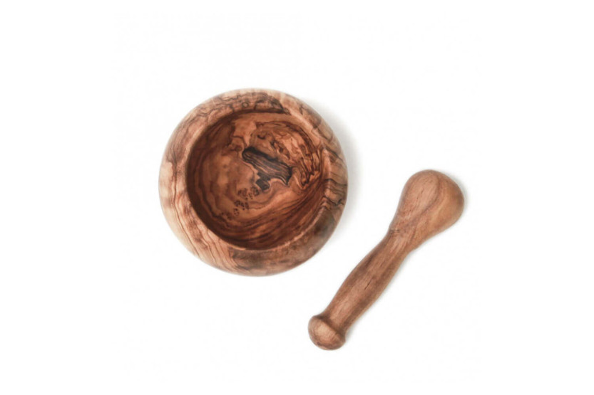 Mortero artesanal Bérard de madera de olivo encerada, diámetro 7cm