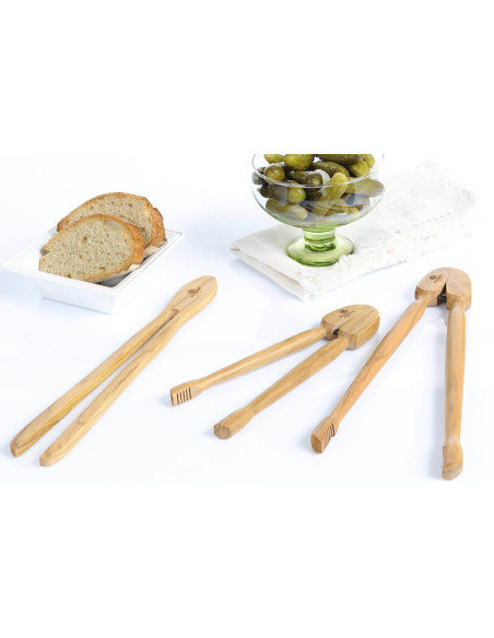 Bérard handmade olive wood toast tongs 25cm