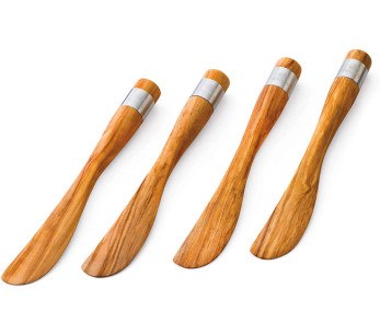 Conjunto de 4 espátulas de madeira de oliveira Bérard Acero feitas à mão 17cm