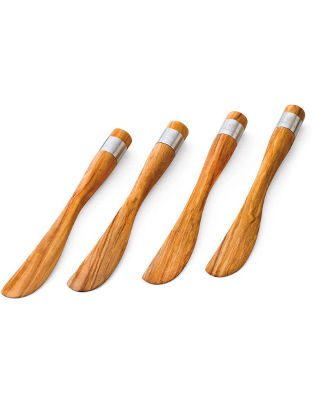 Conjunto de 4 espátulas de madeira de oliveira Bérard Acero feitas à mão 17cm