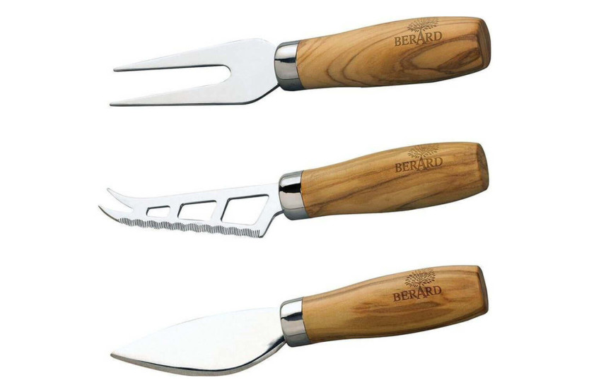 Set of 3 Bérard handmade olive wood cheese Utensils