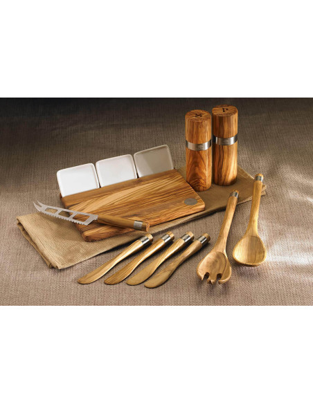 Set of 3 Bérard handmade olive wood cheese Utensils