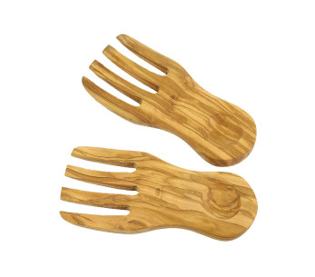 Set aus 2 Salathänden Bérard handgefertigt aus Olivenholz 20x9cm 2