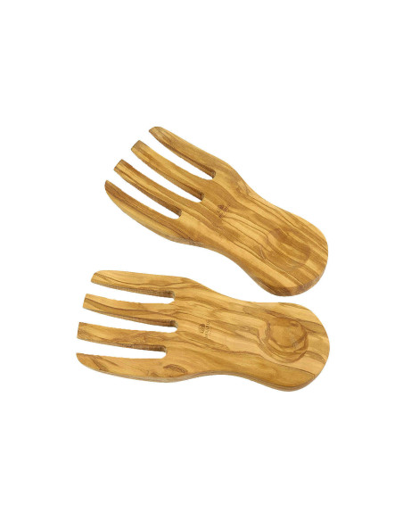 Set of 2 Bérard handmade olive wood salad servers 20x9cm