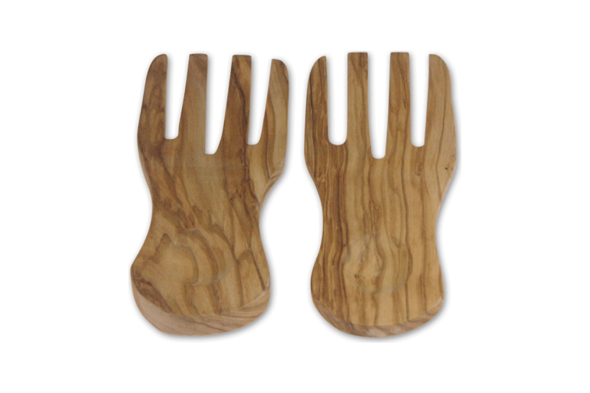 Set of 2 Bérard handmade olive wood salad servers 20x9cm