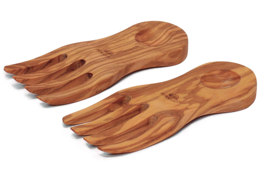 Set of 2 Bérard handmade olive wood salad servers 20x9cm