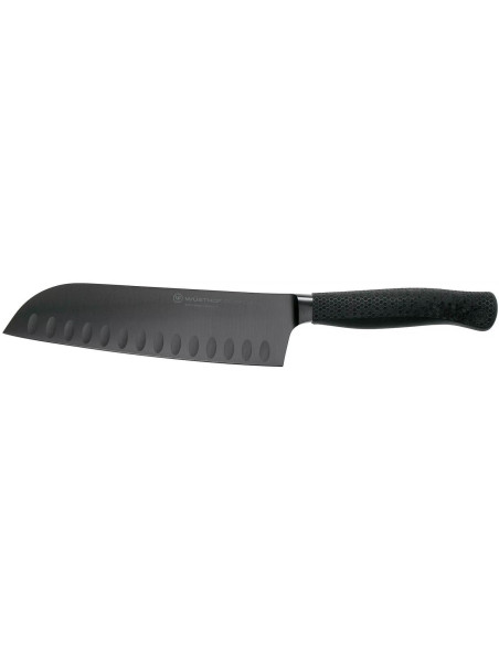 Wusthof Performer santoku knife 17cm with granton edgeblade with black anti-scratch coating