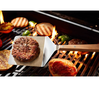 Espátula angulada para hamburguesas Triángulo 41,5cm mango de madera de cerezo 2