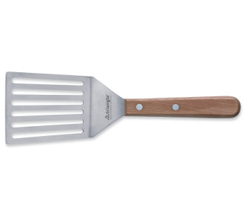 Espátula calada de ángulo ancho Mango triangular de madera de cerezo