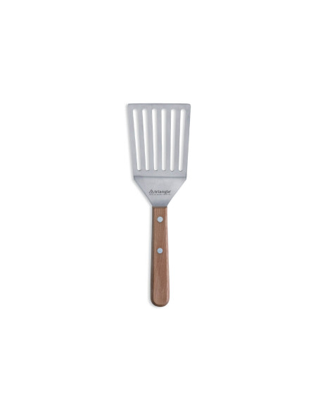 Openwork spatula, wide bend Triangle , cherry wood handle