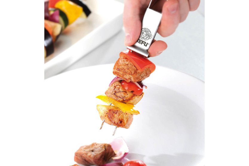 Juego de 2 brochetas dobles de acero inoxidable Gefu Twinco