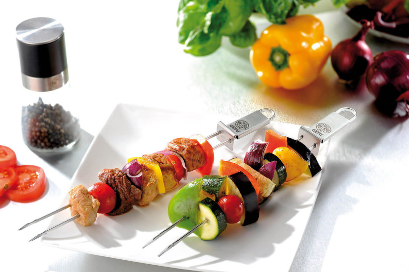 Set of 2 Gefu Twinco stainless steel double skewers