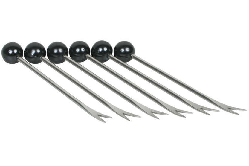 Sett med 6 snegleplukker i rustfritt stål
