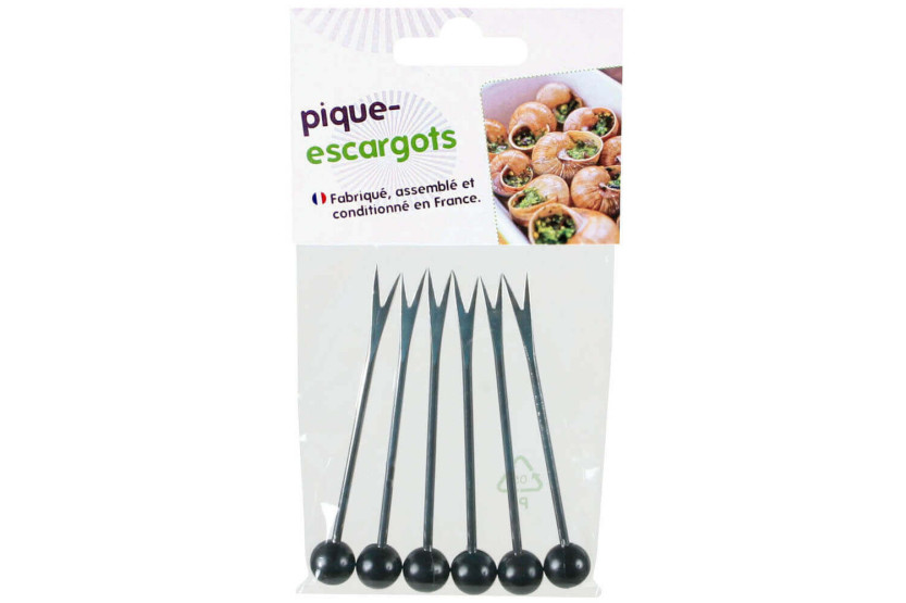 Sæt med 6 snegleplukker i rustfrit stål