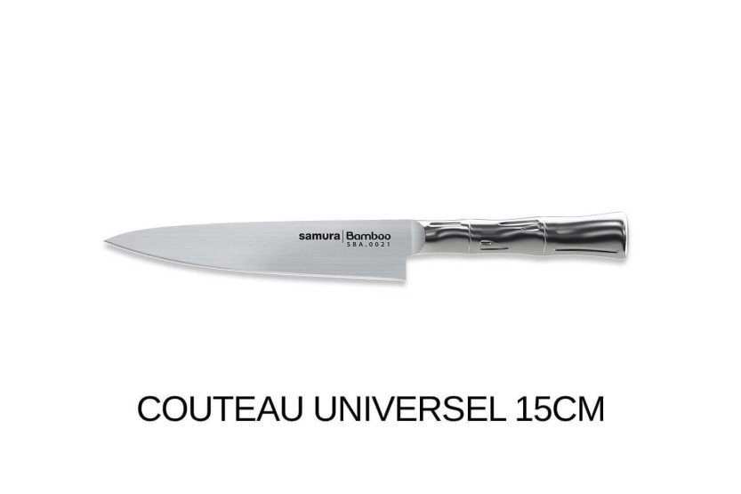 Caixa de 3 facas Samura Bamboo AUS8 em aço inoxidável: Escritório + Universal + Chefe