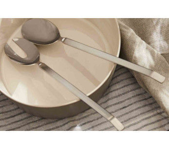Salatbesteck Alessi Dry Edelstahl 18/10 Griffe satiniert 30cm Design by Achille Castiglioni 2