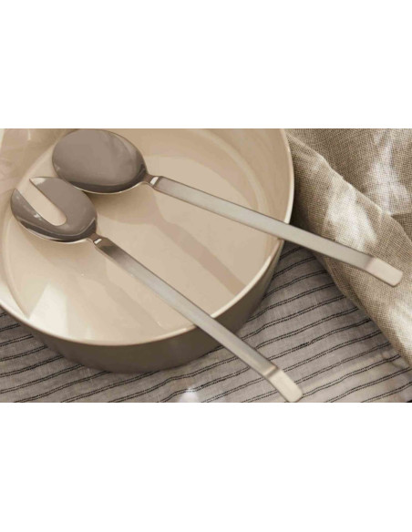 Servidores de salada Alessi Dry em aço inoxidável 18/10 com pegas acetinadas 30cm design de Achille Castiglioni