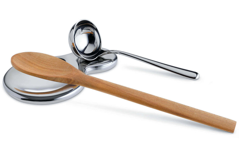 Alessi T-1000 skedstöd i 18/10 rostfritt stål designad av Valerio Sommella