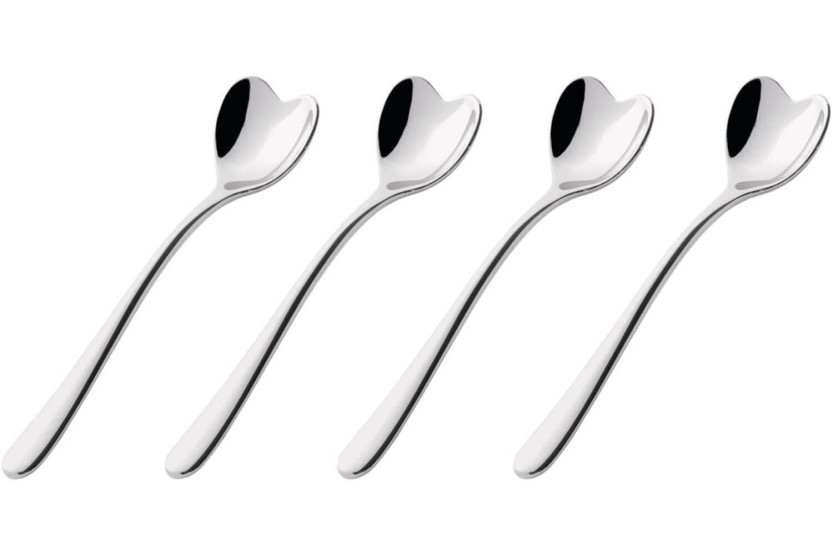 Conjunto de 4 colheres de café Alessi em forma de coração 10cm 18/10 aço inoxidável design de Miriam Mirri
