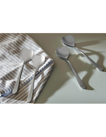 Sett med 4 Alessi Big Love teskjeer 14,5 cm i 18/10 rustfritt stål design av Miriam Mirri