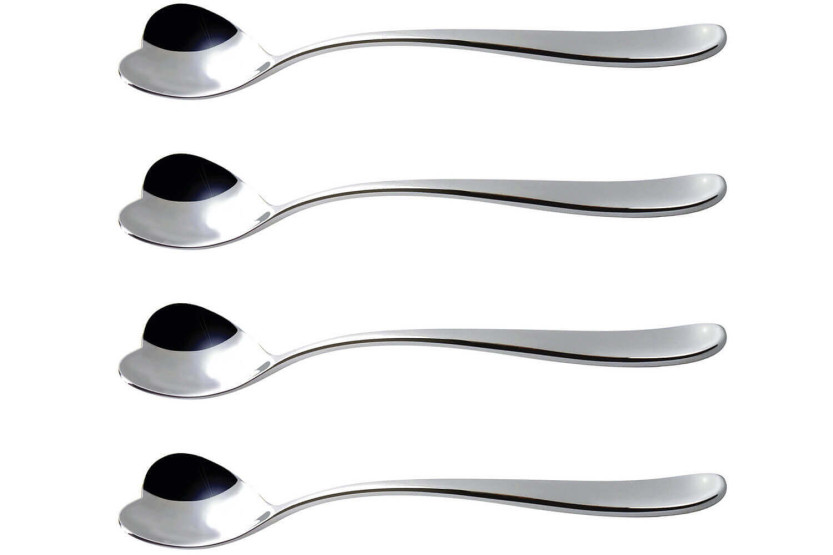 Conjunto de 4 colheres de gelado Alessi Big Love 17cm em forma de coração em aço inoxidável 18/10 desenhado por Miriam Mirri
