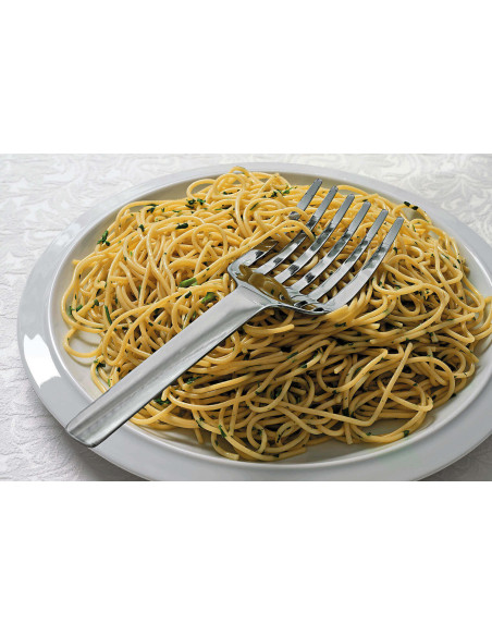 Fourchette spaghetti Alessi Tibidabo tout acier inox design par Kristiina Lassus