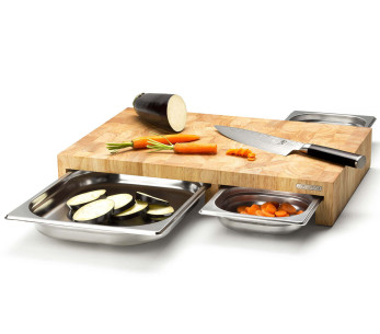 Ruostumattomasta teräksestä valmistettu gastronome-alusta Continenta-leikkuulaudalle - 32.5x26.5x4cm 2