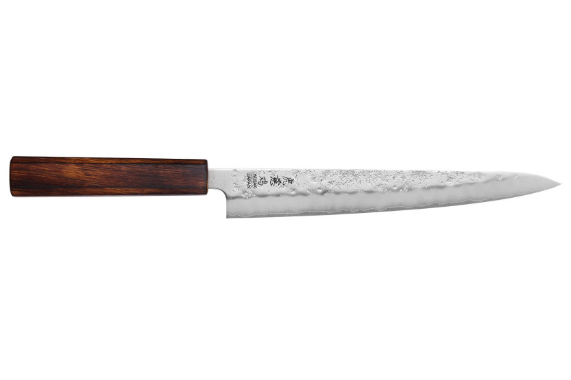 Japanisches handgefertigtes Sujihiki-Messer Wusaki Yoshi G3 Eiche 24cm