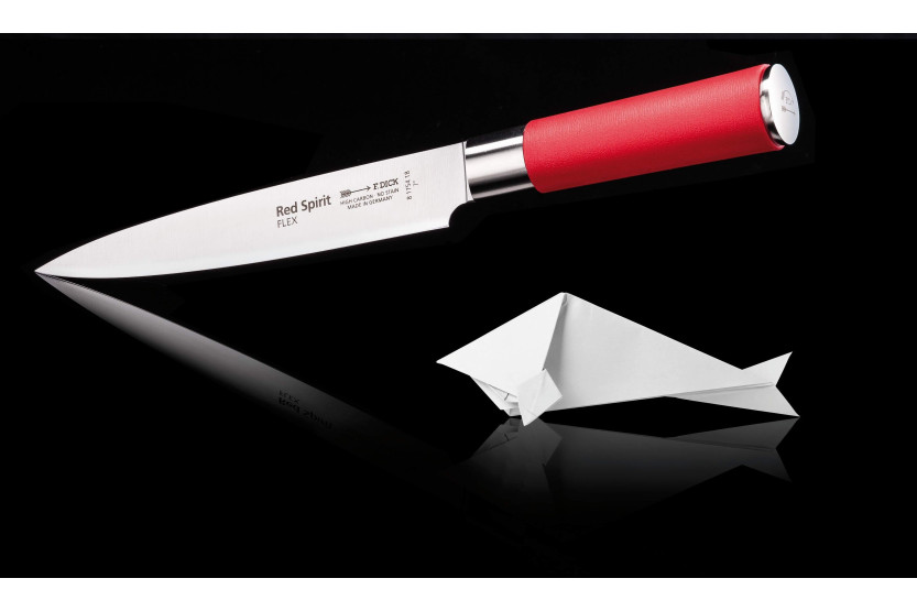 Cuchillo fileteador de lenguado DICK Red Spirit flexible de acero inoxidable de 18 cm con mango rojo
