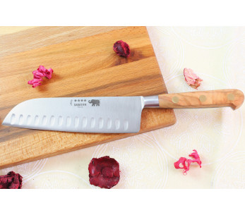 Sabatier Ideal Elephant Taottu 17cm santoku veitsi oliivipuukahvalla 2