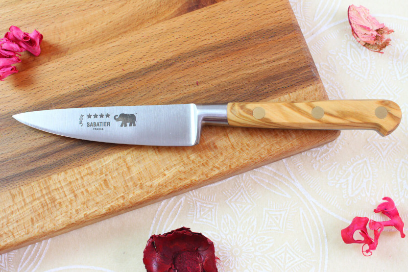 Cuchillo de pelar Sabatier Ideal Forjado Elefante 10cm Mango de madera de olivo