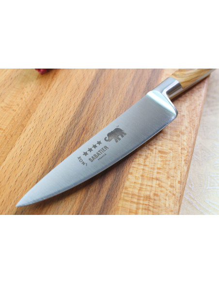 Cuchillo de pelar Sabatier Ideal Forjado Elefante 10cm Mango de madera de olivo
