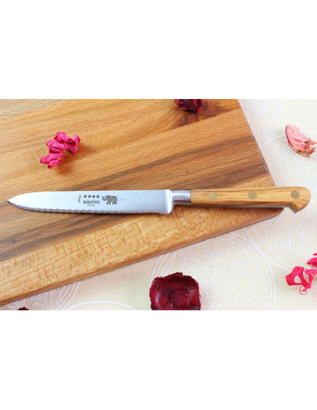 Sabatier Ideal Elephant Forged Microdented Tomato Knife 13 cm håndtag i oliventræ