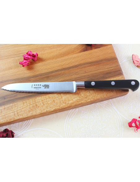 Sabatier Éléphant Idéal Forgé microdenté tomato knife 13cm black nylon handle