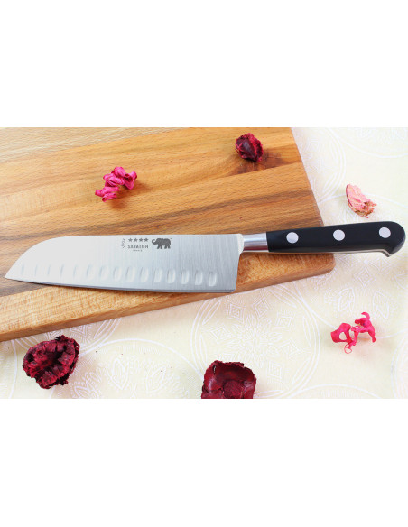 Sabatier Éléphant Idéal Forgé 17cm zwart nylon handvat santoku mes