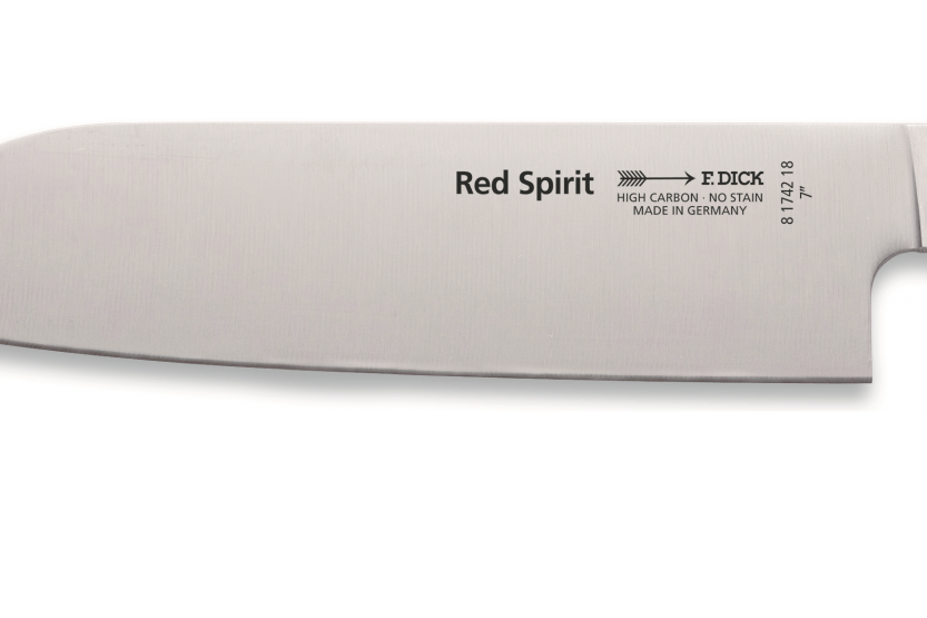faca santoku DICK Red Spirit 18cm em aço inoxidável com cabo vermelho