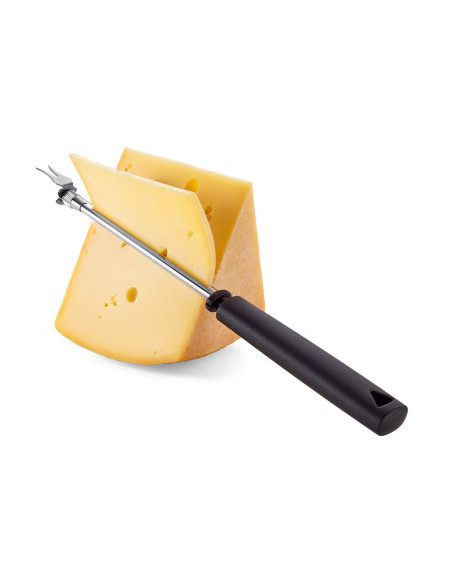 faca para queijo triangular de arame 26 cm com pega verde preta