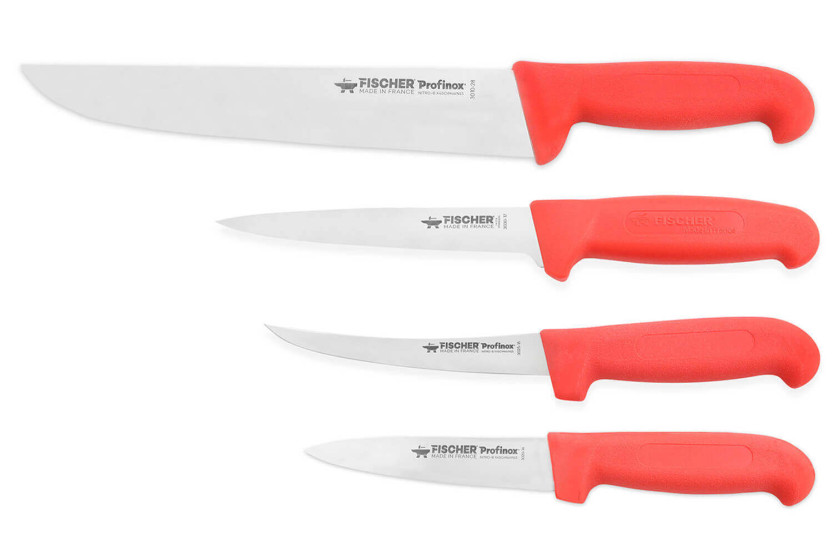 Fischer Profinox professionele set van 4 roestvrijstalen messen voor slagers