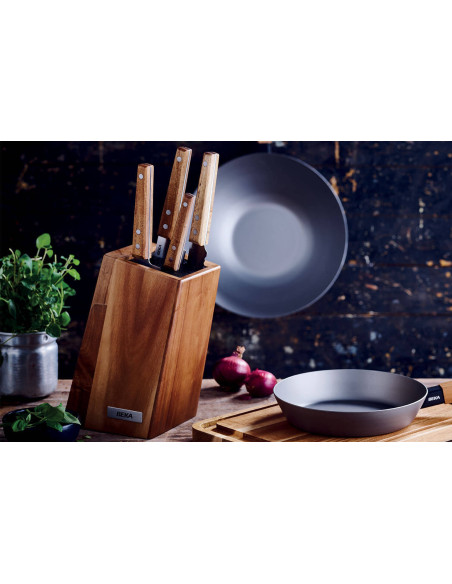 Beka Nomad empty inclined knife block in acacia wood