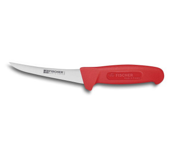 Fischer HACCP profesjonell utbeningskniv 13 cm med buet blad, rødt håndtak