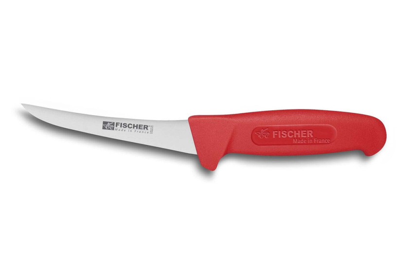 Fischer HACCP Profi-Ausbeinmesser gebogene Klinge 13cm roter Griff