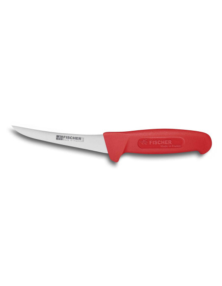 Fischer HACCP professioneel uitbeenmes 13cm gebogen lemmet rood handvat