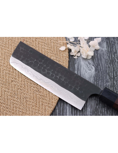 Japanisches nakiri messer Nao Yamamoto Damast AS handgefertigt roh geschmiedet 16,5cm