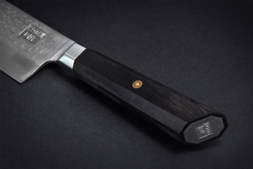 Kotai kiritsuke kokkekniv 20 cm hamret blad ibenholt håndtag med skede